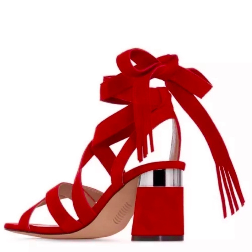 Paige Jodie Red Suede Heels Shoes Christmas Wedding Guest Formal Black Tie S 7.5 - Picture 2 of 10